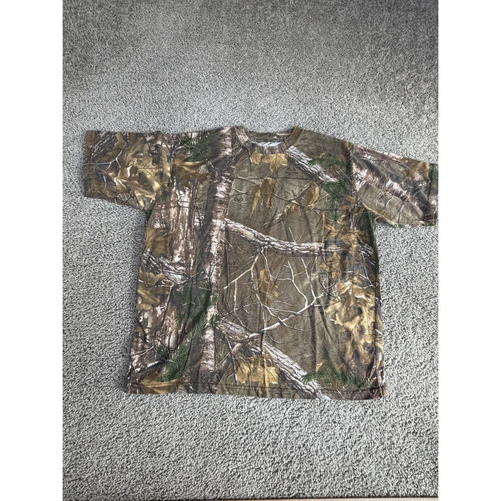 Realtree Camo Shirt Mens Extra Large Brown Xtra Hardwood Fall Short Sleeve - Picture 2 of 7